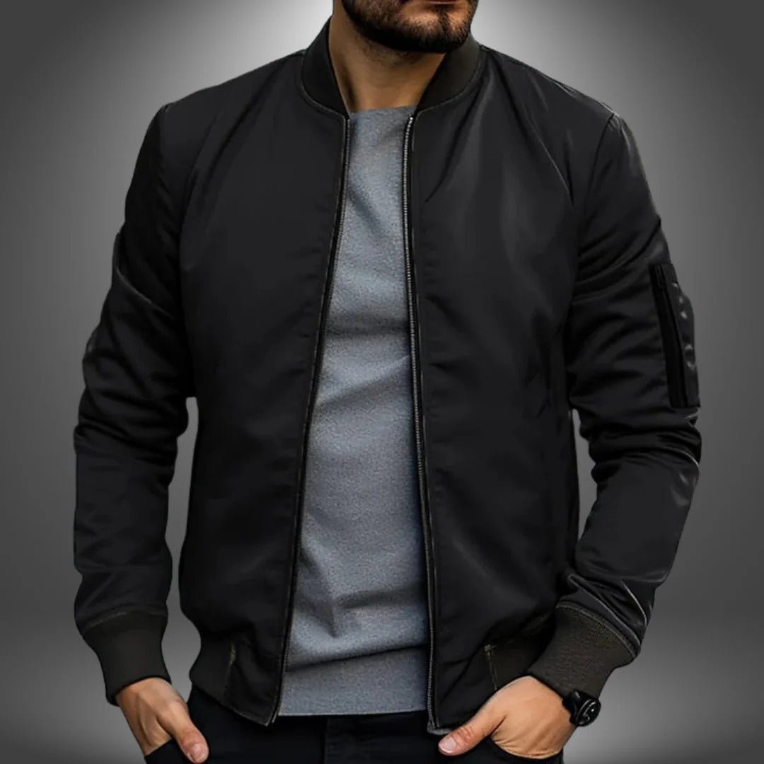 Men's Slim Fit Bomber Jacket - Black
