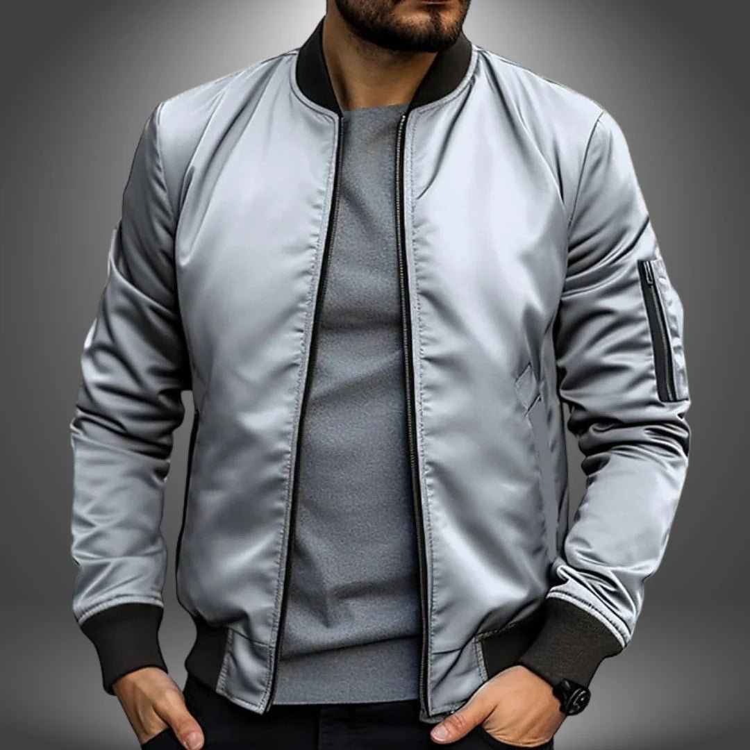 Men's Slim Fit Bomber Jacket - White