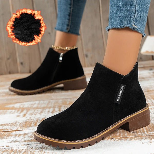 Women's Suede Ankle Boots - Black