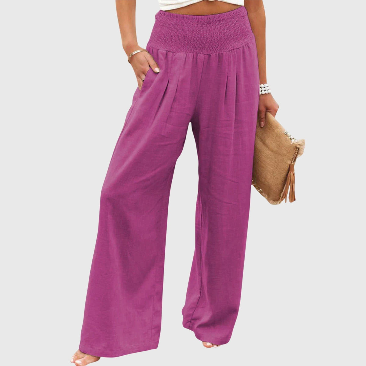 Women's Wide-Leg Vacation Trousers - Pink