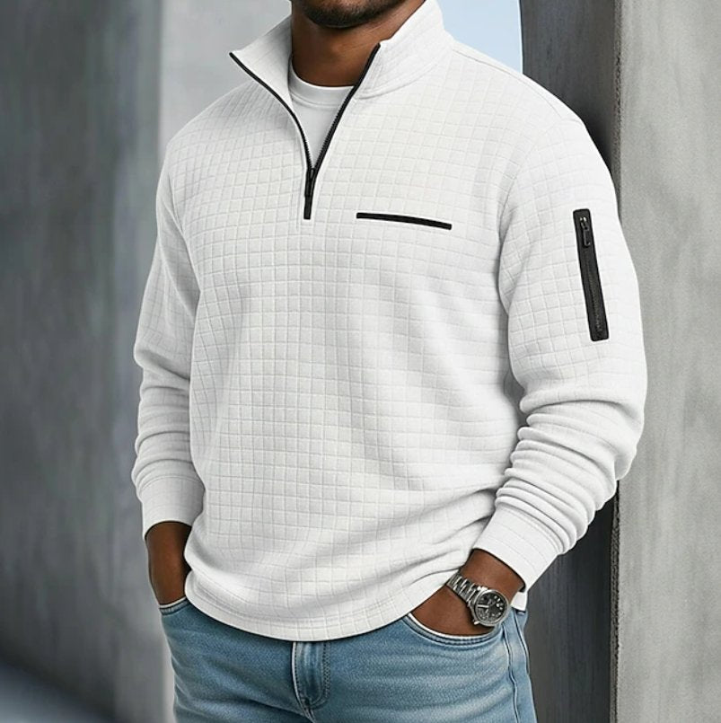 Men's Knit Quarter-Zip Sweatshirt - White