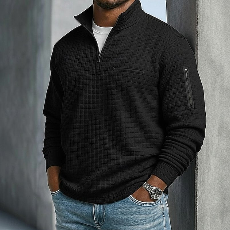 Men's Knit Quarter-Zip Sweatshirt - Black