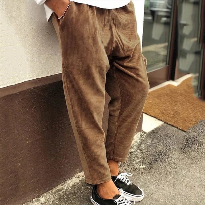 Men's Tapered Corduroy Trousers - Brown