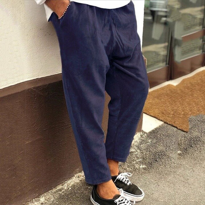 Men's Tapered Corduroy Trousers - Blue