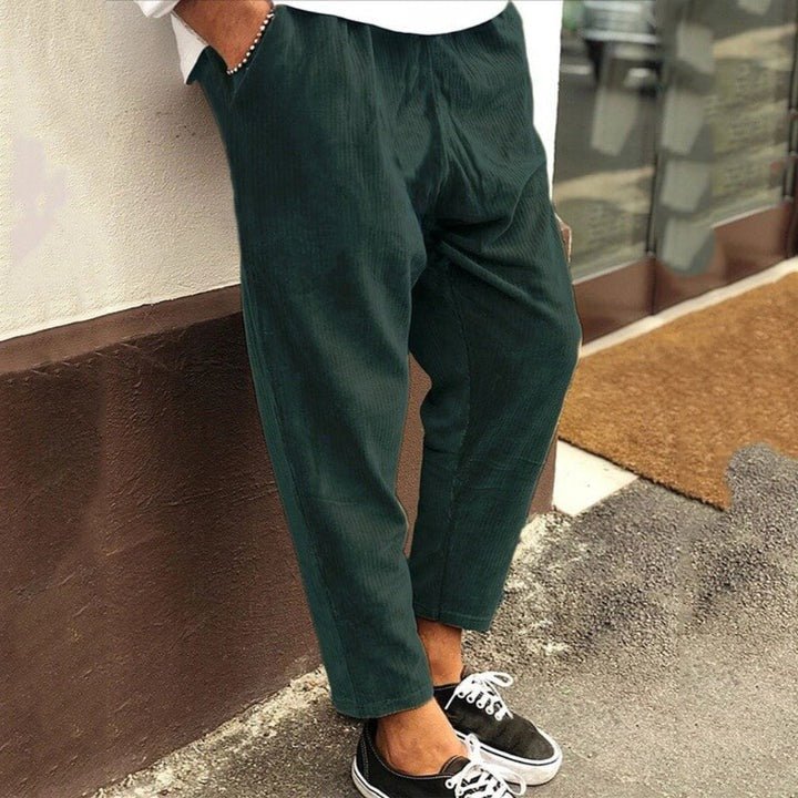 Men's Tapered Corduroy Trousers - Green