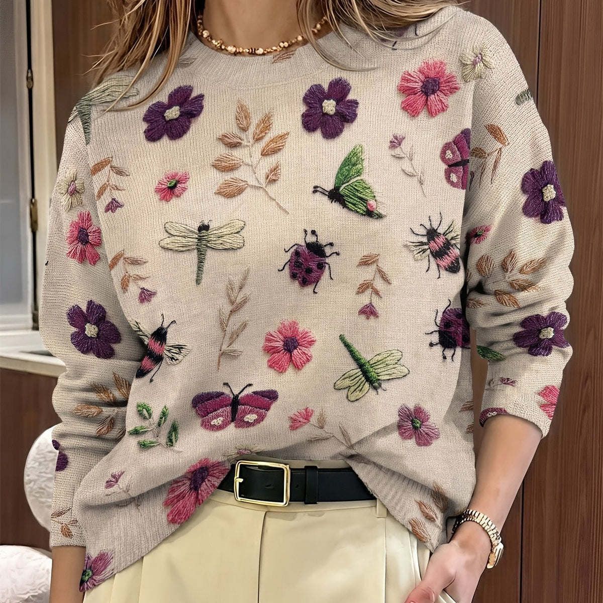Women's Floral Jumper Jumper - Purple