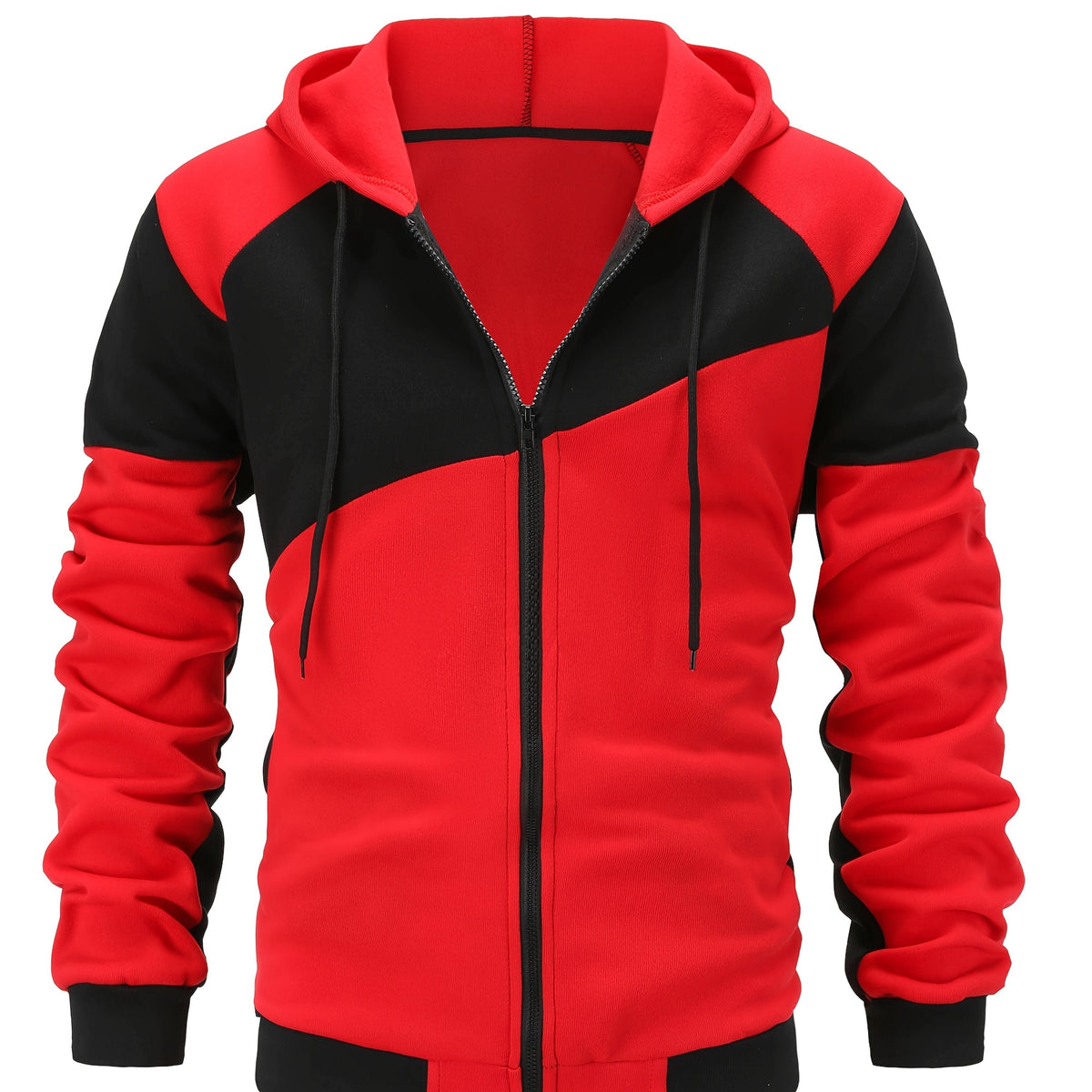 Men's Colorblock Fleece Hoodie - Red
