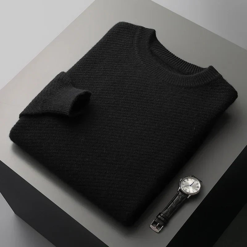 Men's Knit Crew Neck Jumper - Black
