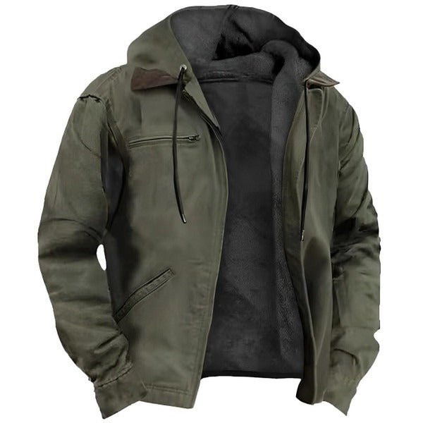 Men's Fleece-Lined Hooded Jacket - Green