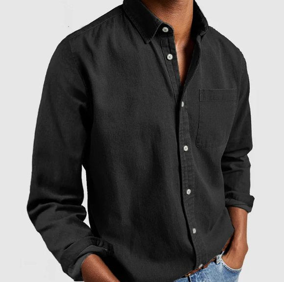 Men's Long Sleeve Denim Shirt - Black