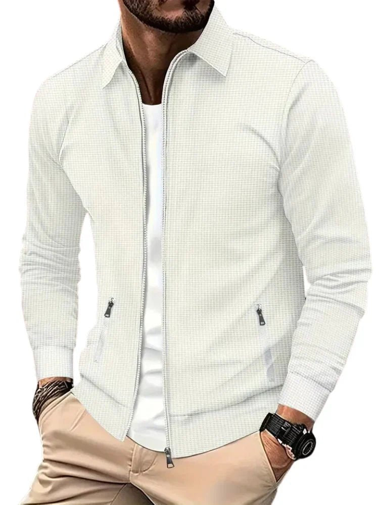 Men's Slim Knit Shirt Jacket - White