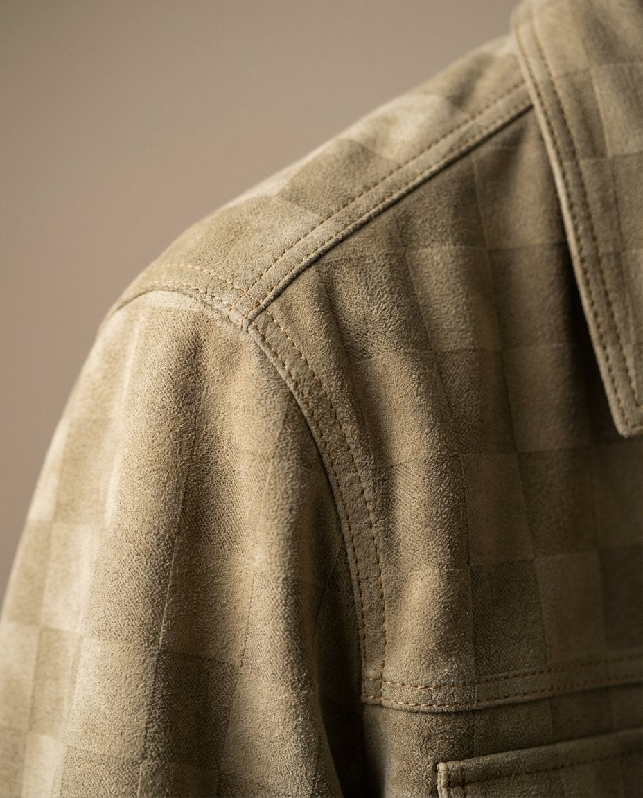 Men's Checkerboard Suede Shacket