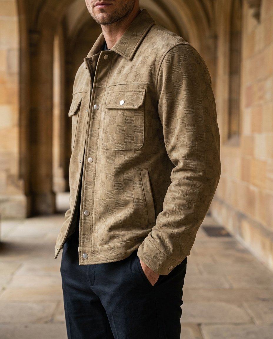 Men's Checkerboard Suede Shacket