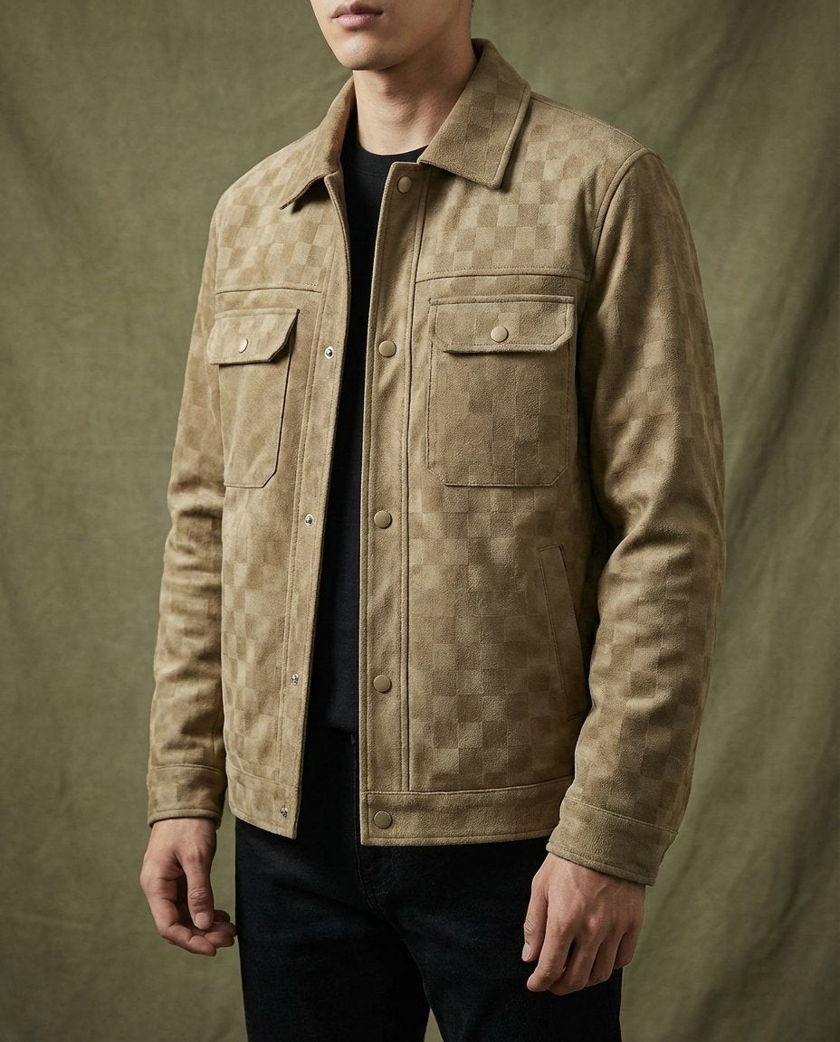 Men's Checkerboard Suede Shacket