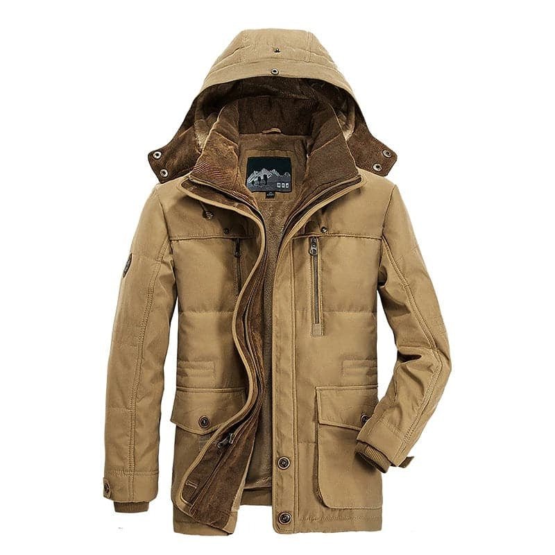 Men's Hooded Parka Jacket - Khaki