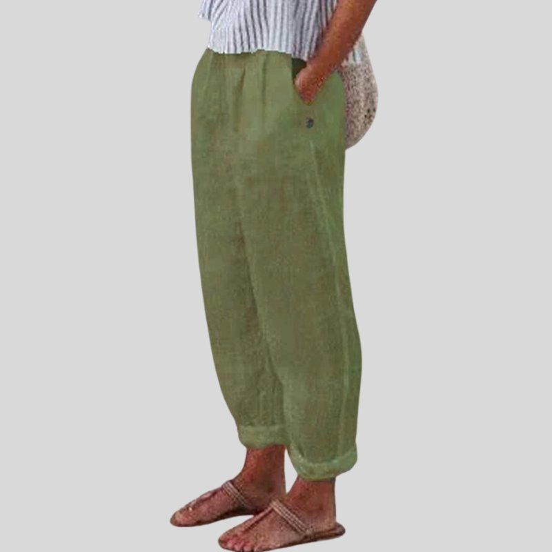 Women's Cropped Wide-Leg Trousers - Green