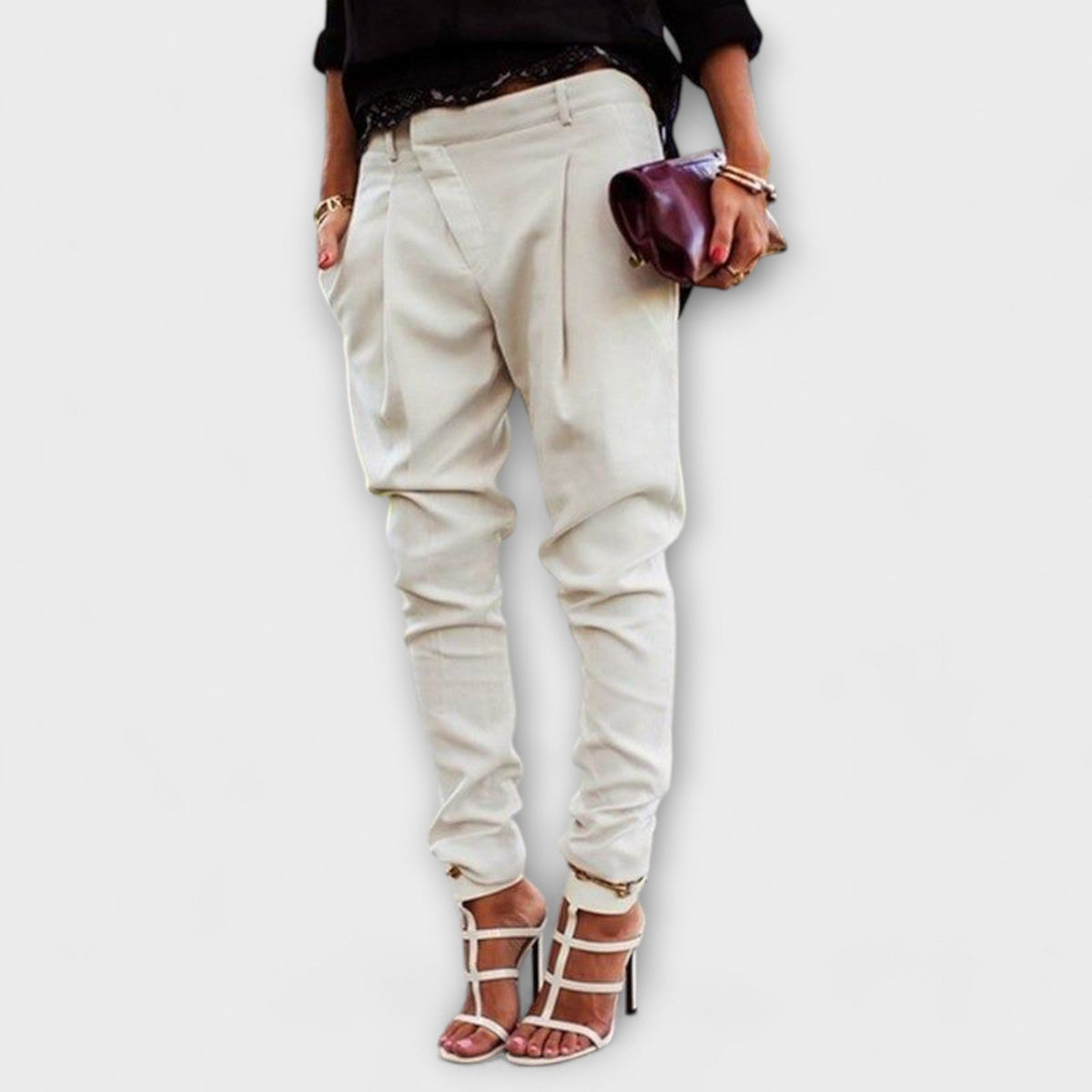 Women's Satin Harem Trousers - White