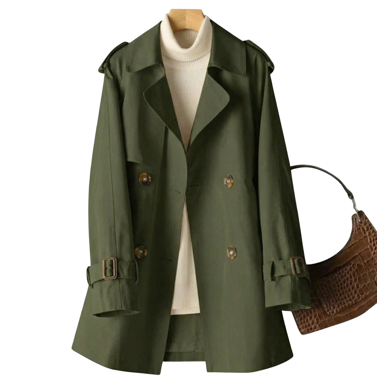 Women's Work Trench Coat - Green