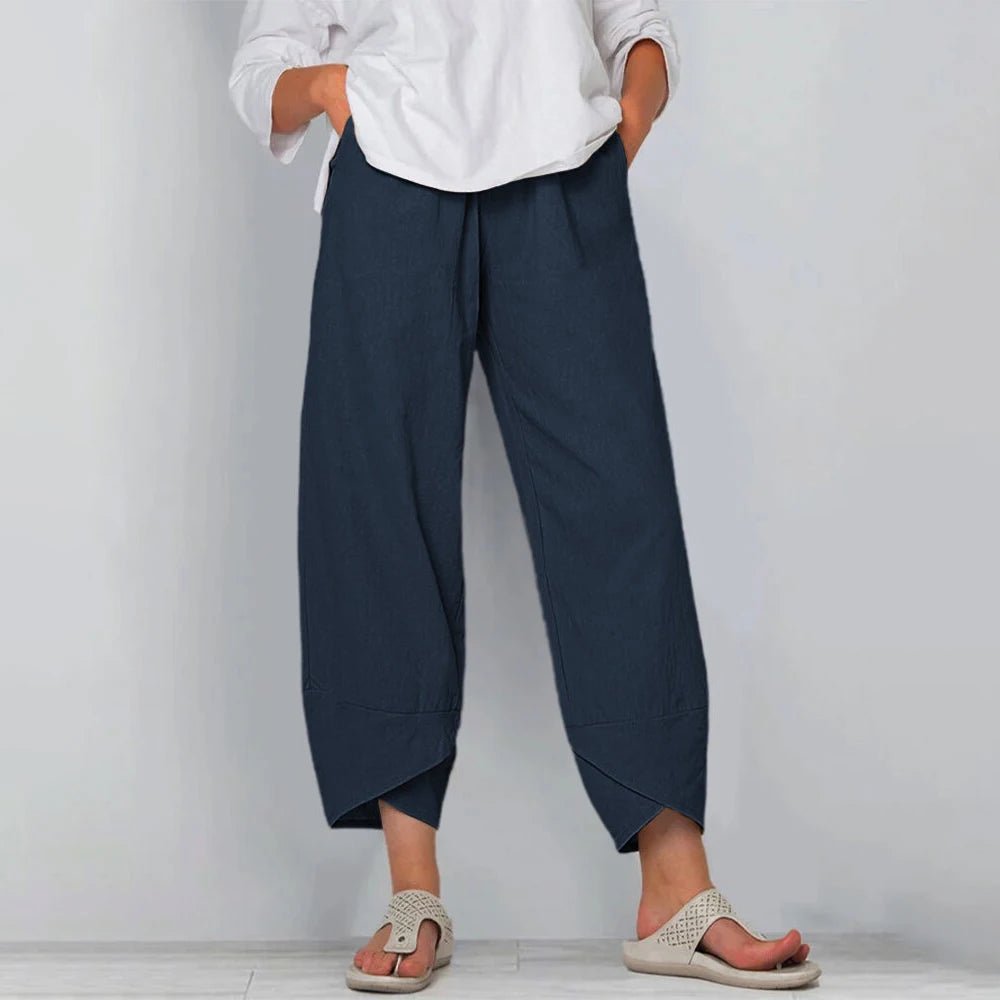 Women's Wide-Leg Cropped Trousers - Blue