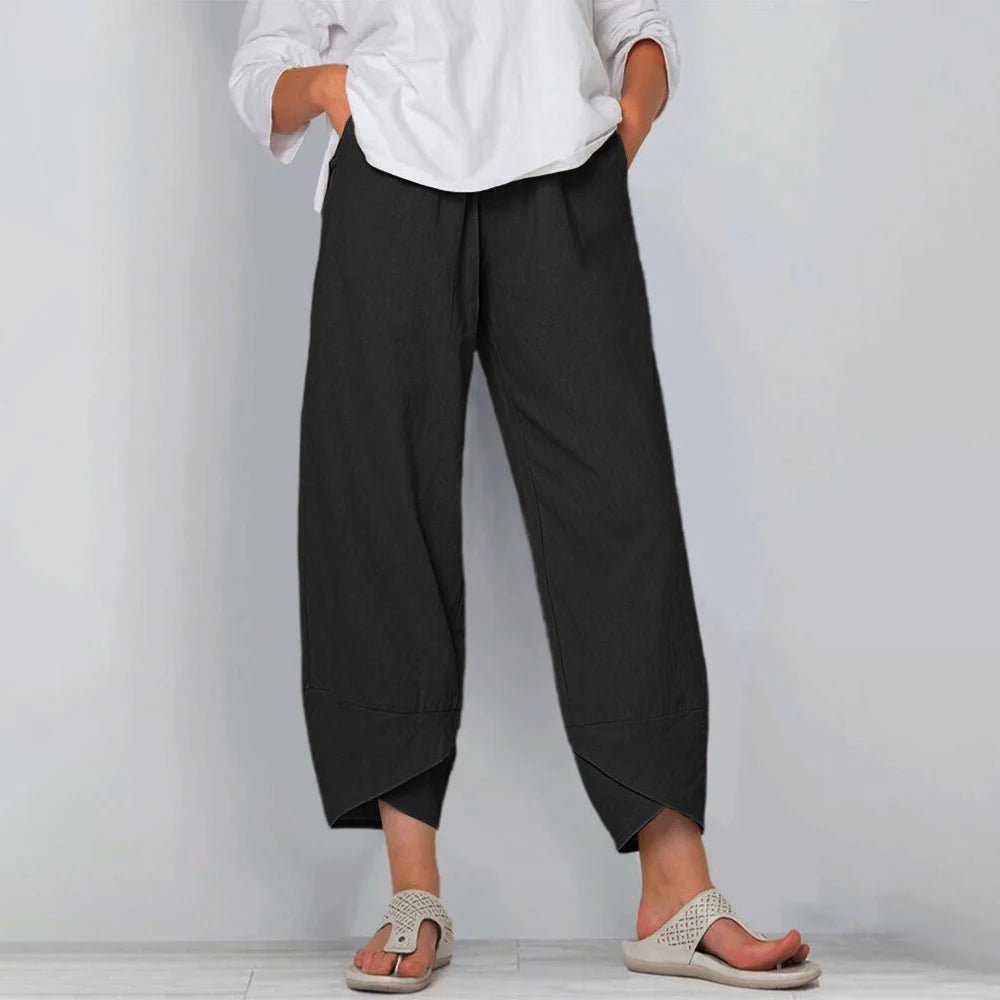 Women's Wide-Leg Cropped Trousers - Black