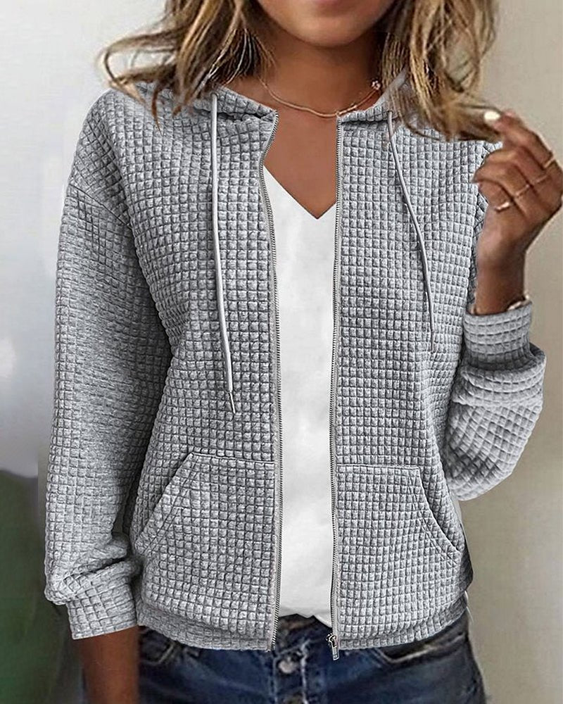 Women's Knit Zip-Up Hoodie - Gray