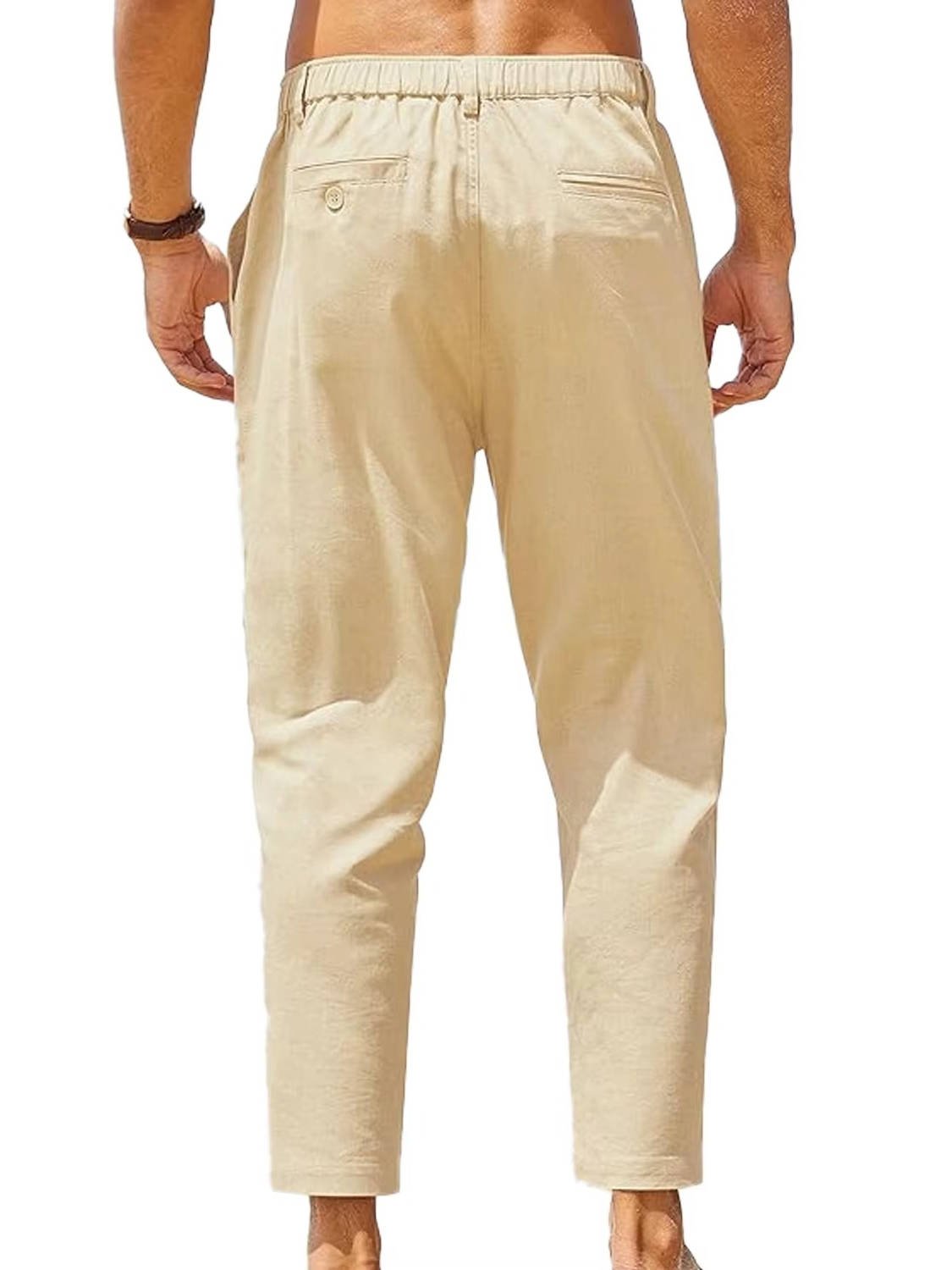 Men's Cotton-Linen Cropped Chinos