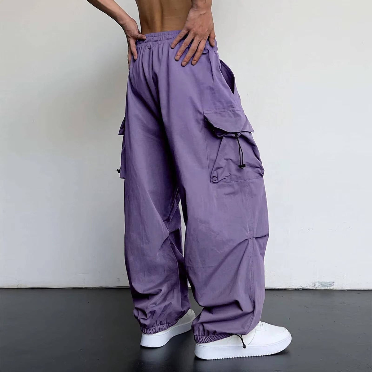 Men's Parachute Cargo Trousers - Purple