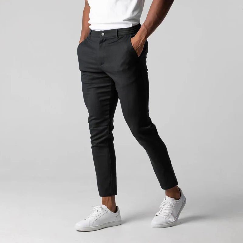 Men's Cropped Slim Chinos - Black