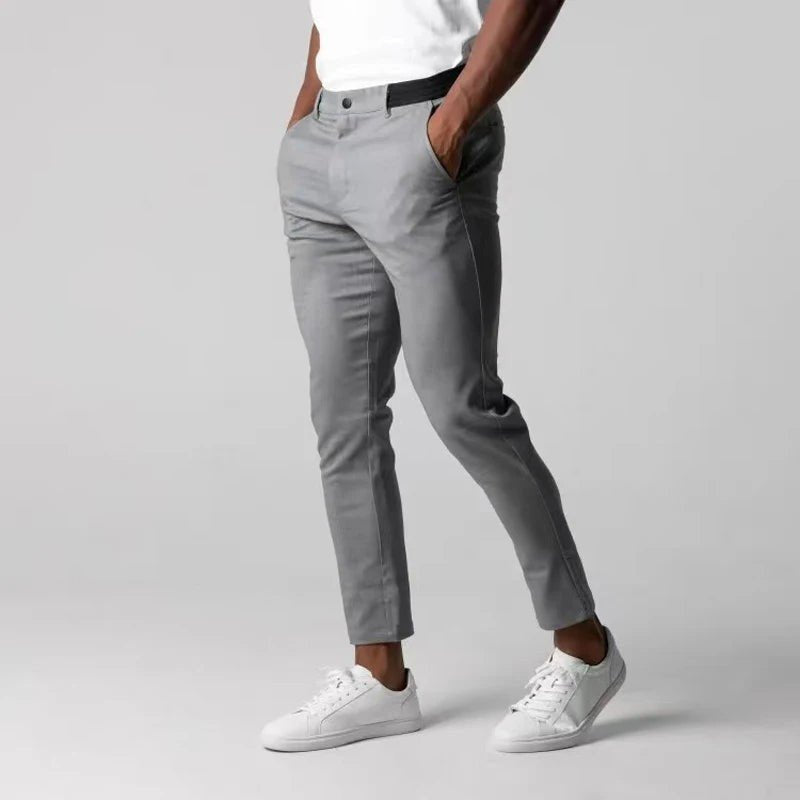 Men's Cropped Slim Chinos - Grey