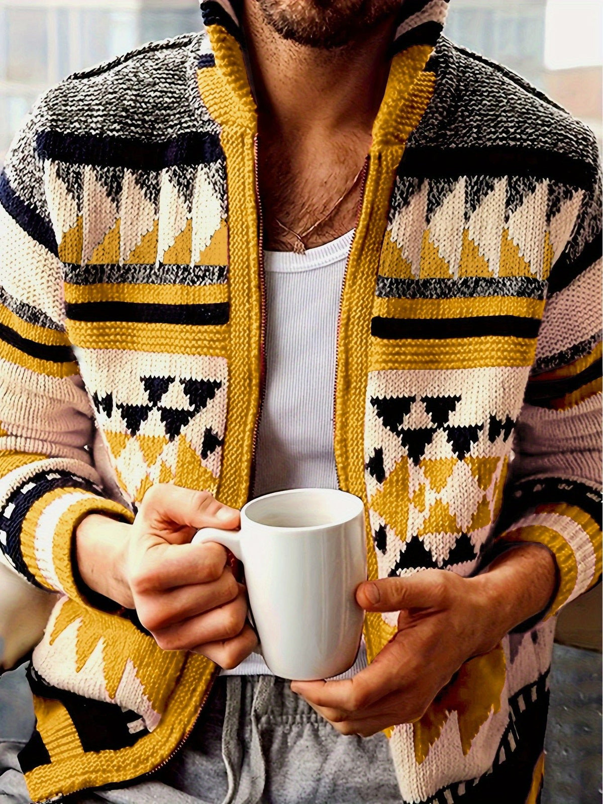 Men's Zip-Up Knit Cardigan