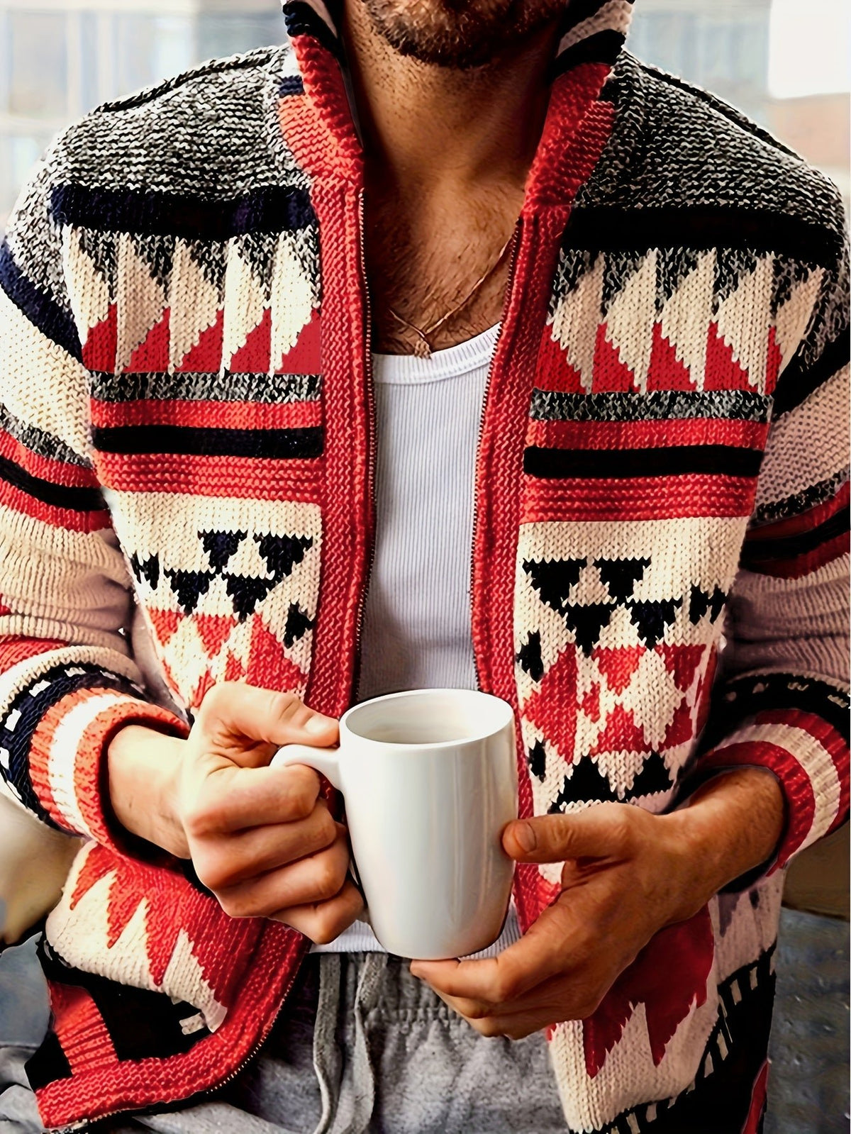 Men's Zip-Up Knit Cardigan