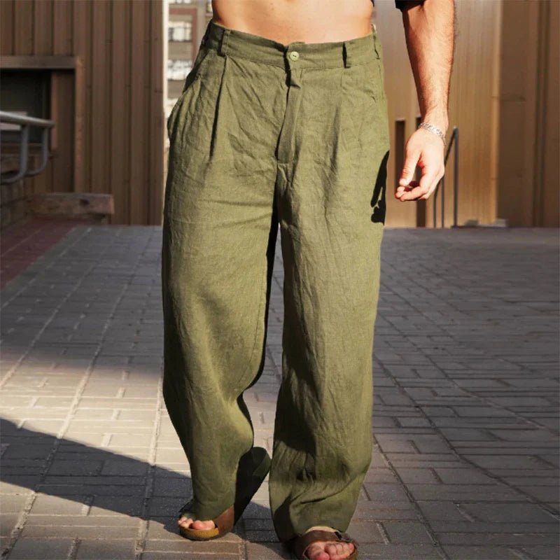 Men's Wide-Leg Trousers - Olive