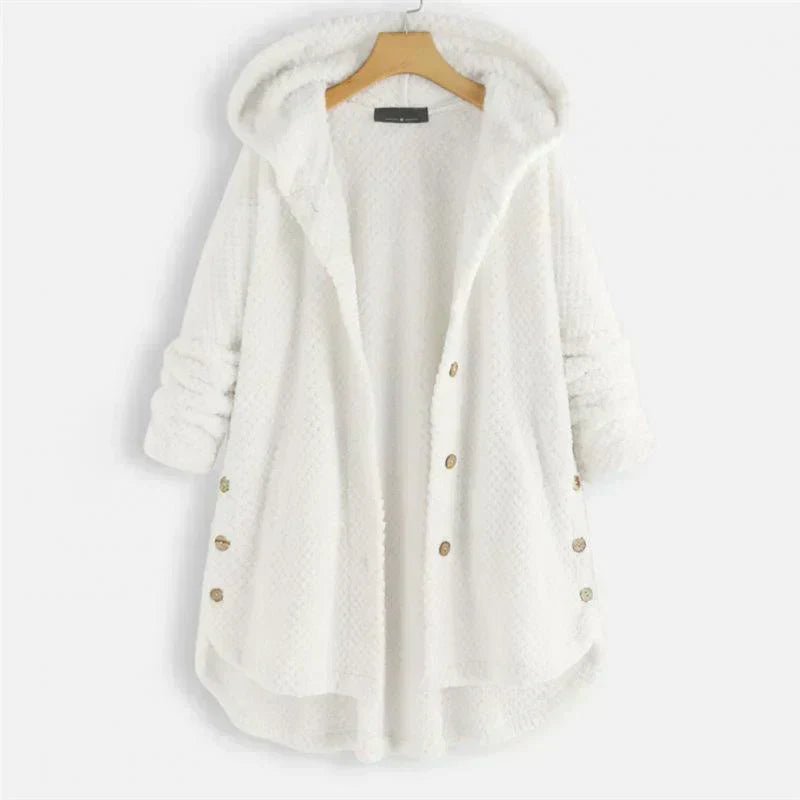 Women's Oversized Corduroy Wool Coat - White