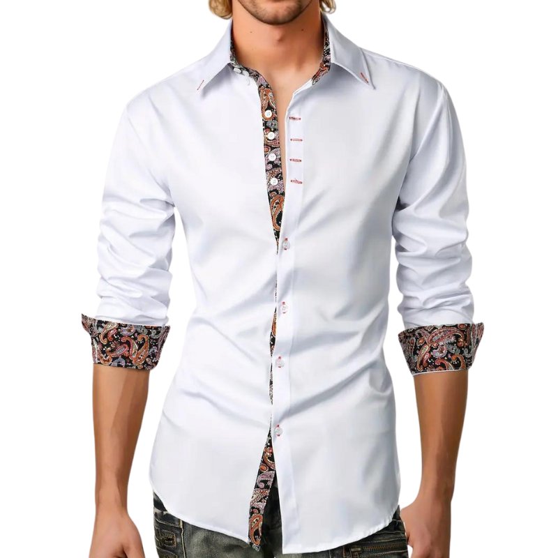 Men's Long Sleeve Slim Paisley Shirt