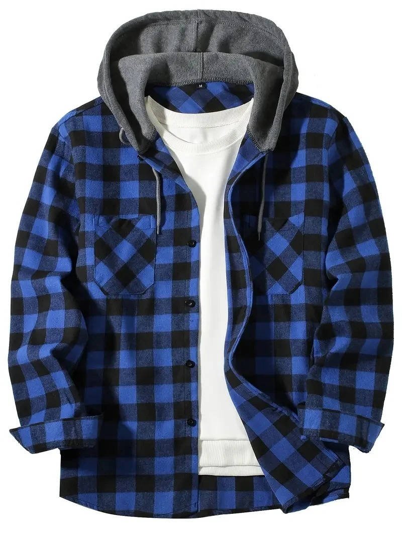 Men's Plaid Shirt Jacket - Blue