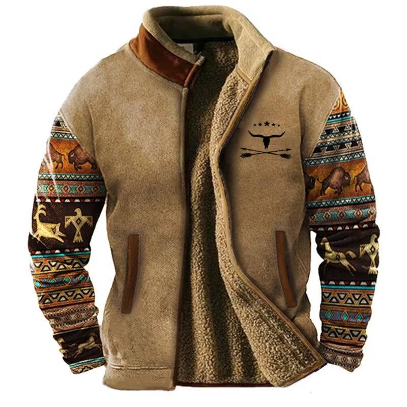 Men's Fleece Jacket - Khaki