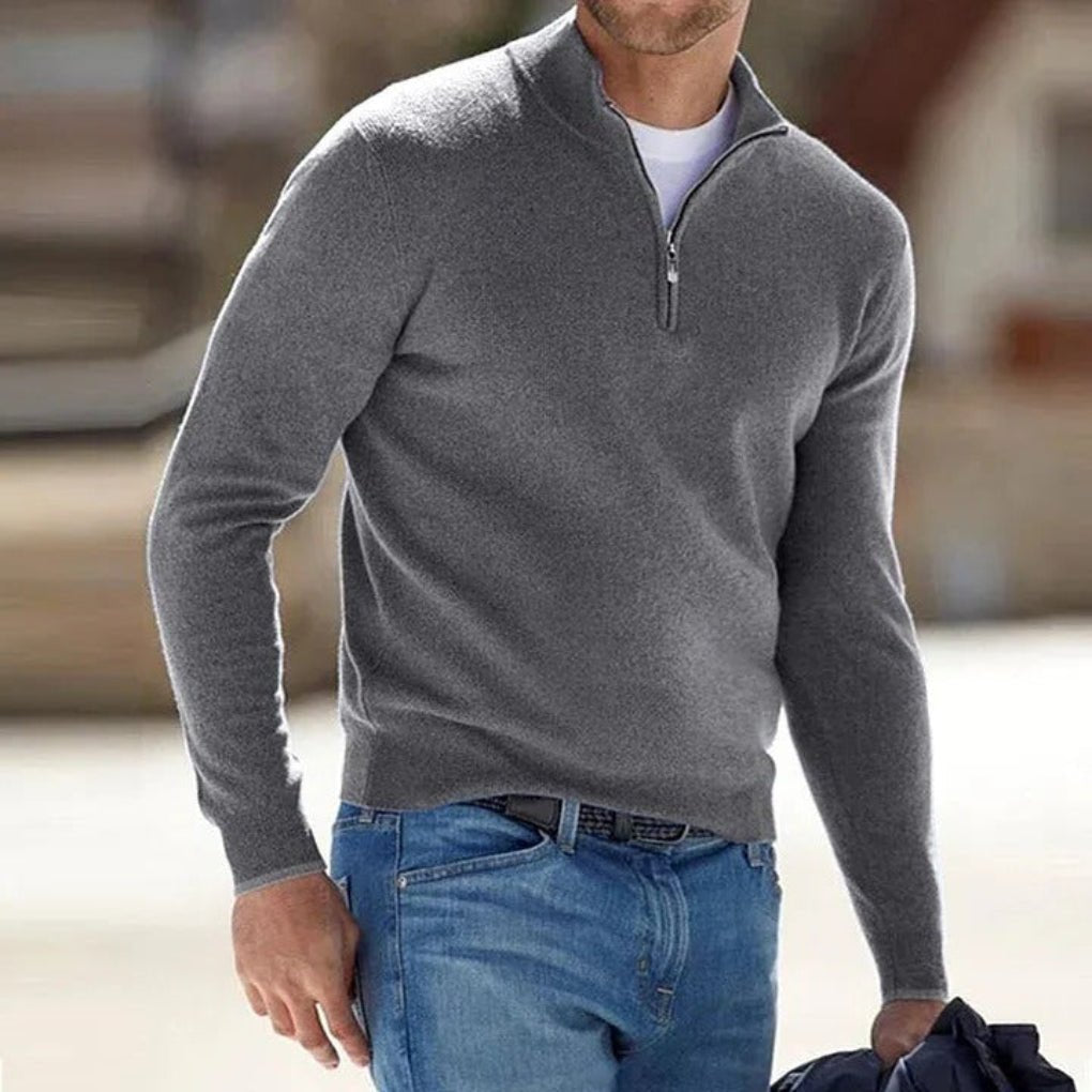 Men's Knit Quarter-Zip Jumper - Gray