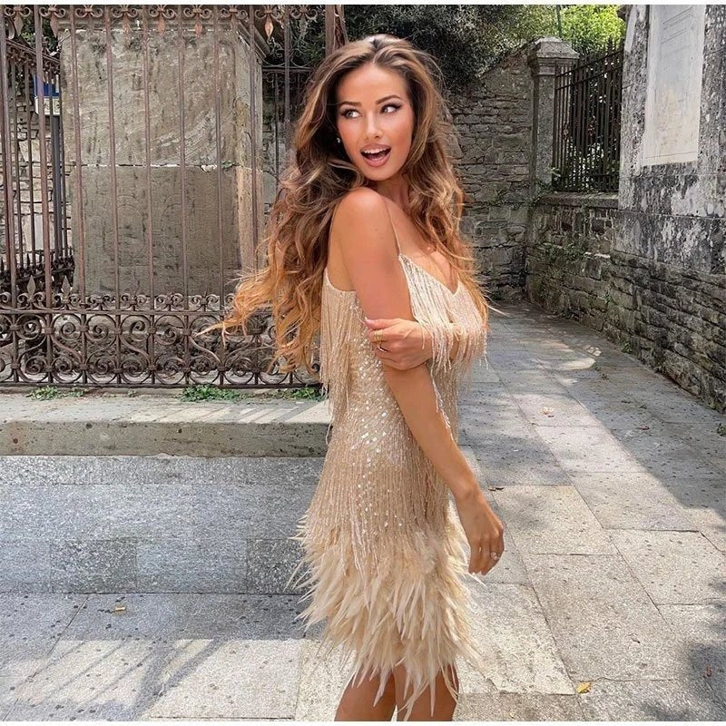 Women's Sequin Fringe Mini Dress