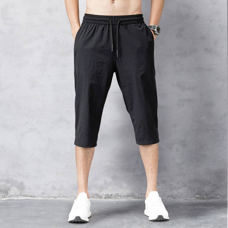 Men's Cropped Capri Trousers - Black