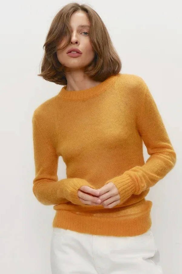 Women's Mohair Crewneck Jumper - Yellow