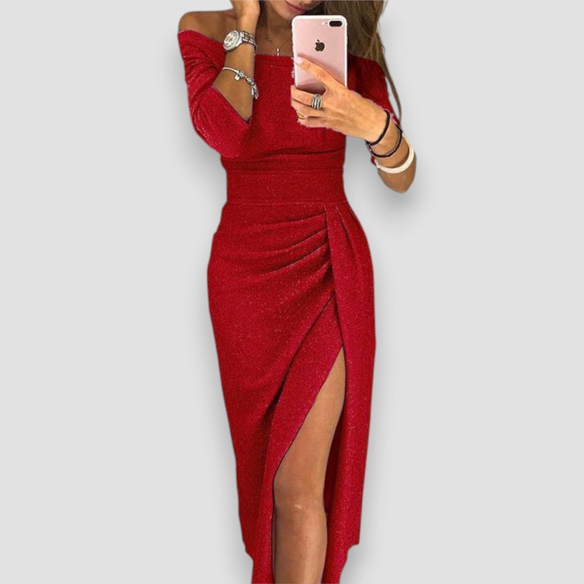 Women's Off-Shoulder Midi Party Dress