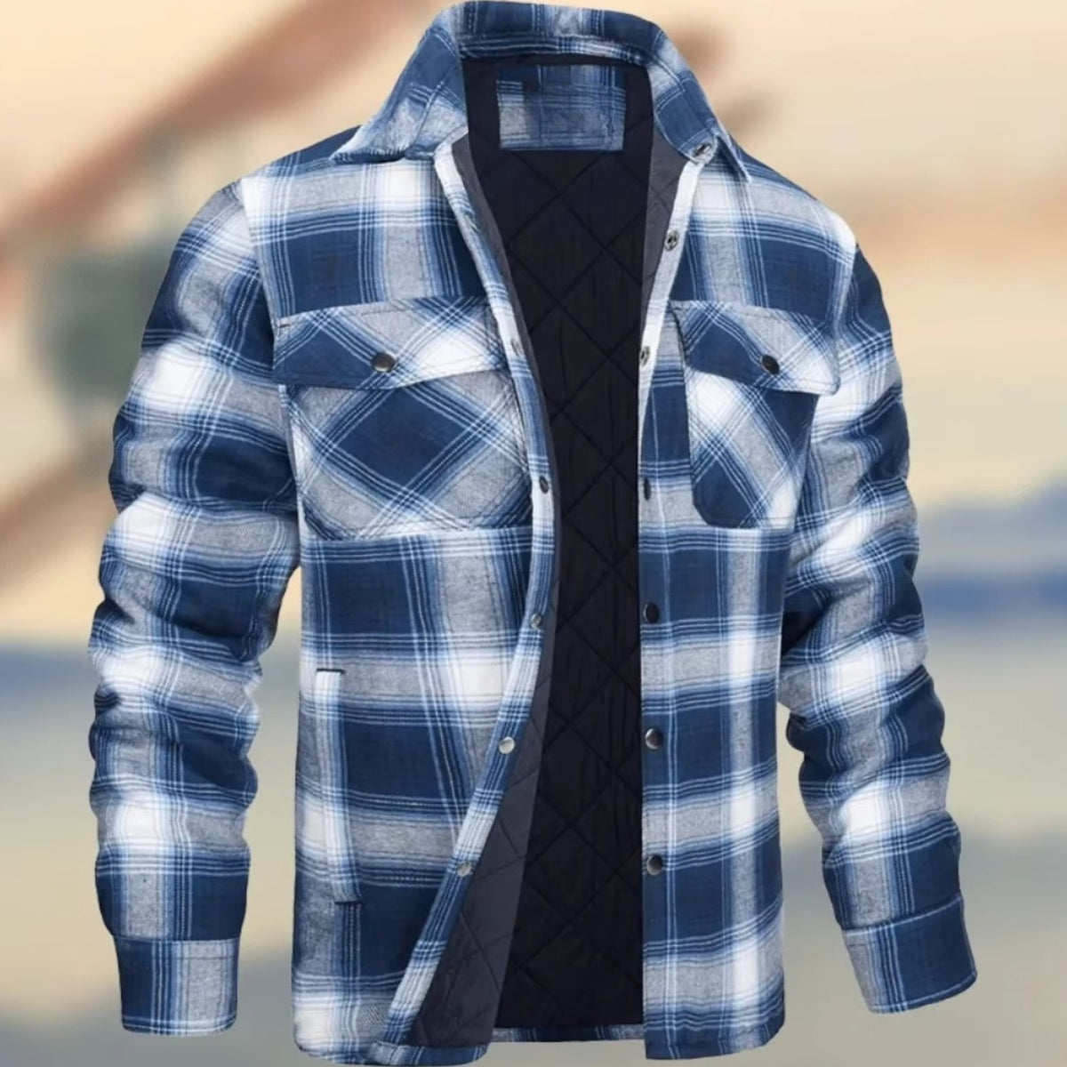 Men's Plaid Shirt Jacket - Blue