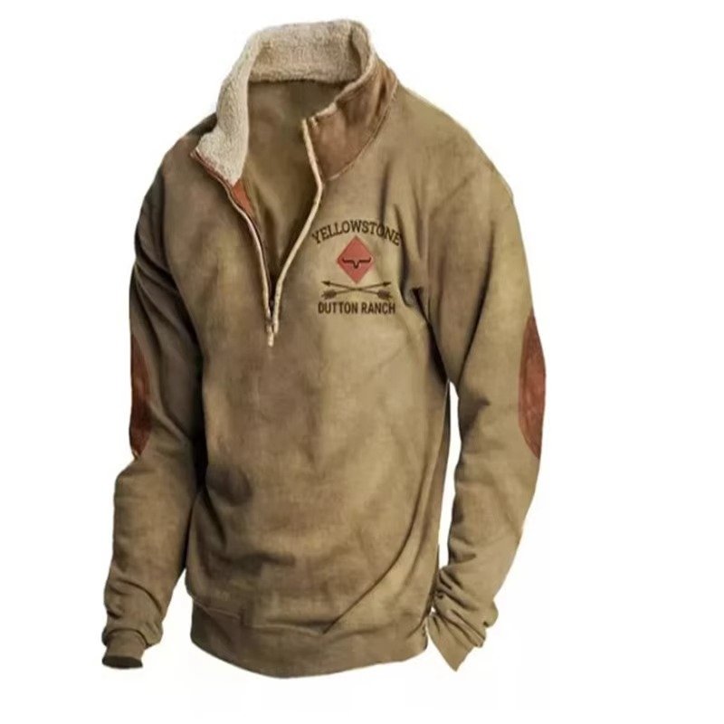 Men's Quarter-Zip Sherpa Sweatshirt - Khaki