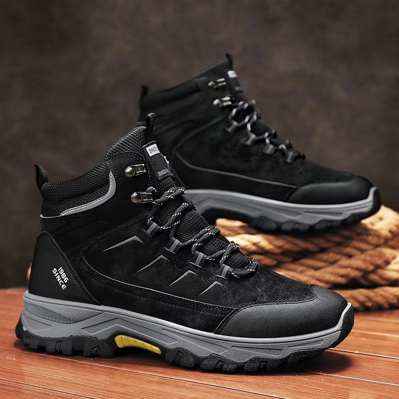 Men's Suede Hiking Boots - Black