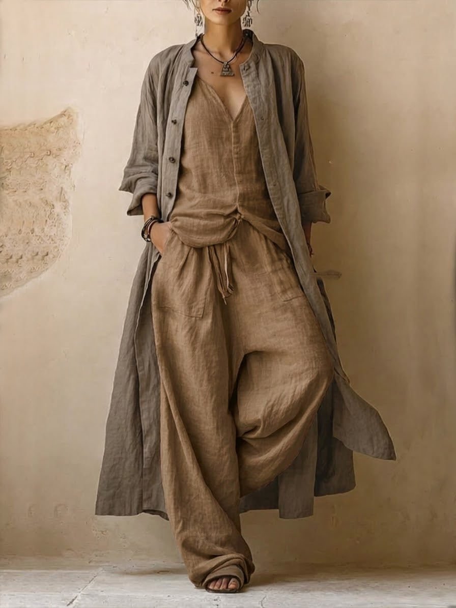 Women's Oversized Duster Wool Coat - Brown
