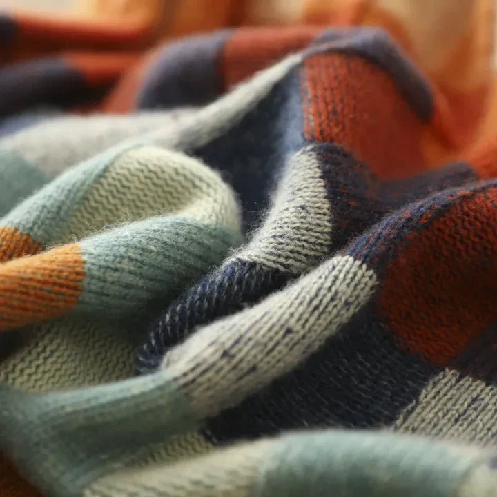Women's Plaid Wool Roll Neck Jumper