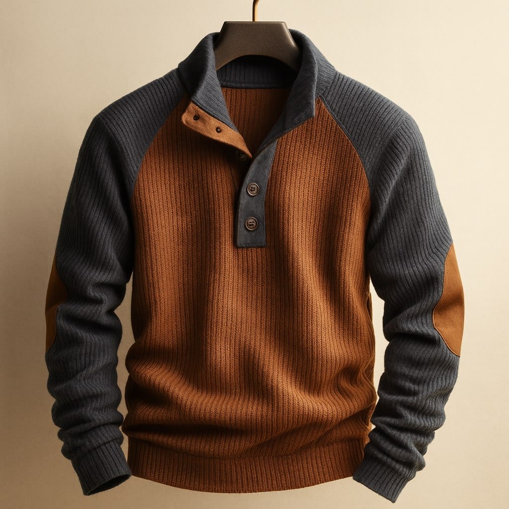 Men's Color-Block Raglan Jumper - Blue Grey