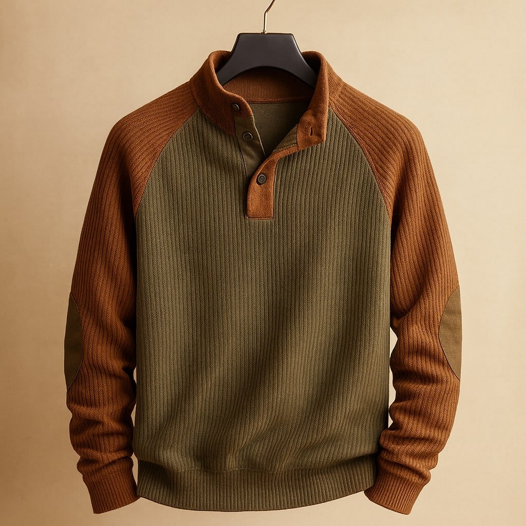 Men's Color-Block Raglan Jumper - Army Green