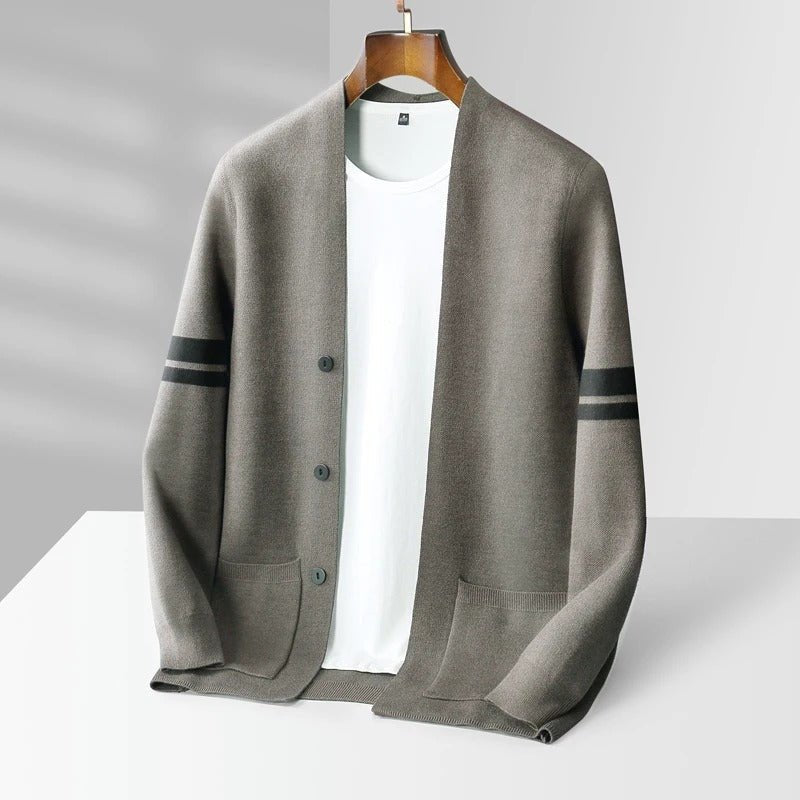 Men's V-Neck Cardigan - Brown