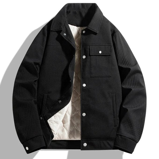 Men's Waffle Oversized Shacket - Black